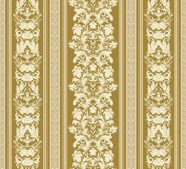 Seamless vintage background. Royal renaissance striped wallpaper. Vector 