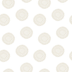 simple doodle white flower pattern, hand drawn vector illustration