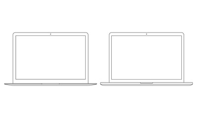 laptop outline icon on the white background. stock vector illustration eps10