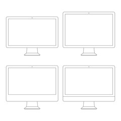 monitor outline icon on the white background. stock vector illustration eps10