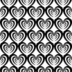 Abstract seamless heart pattern.  illustration. Black and white.