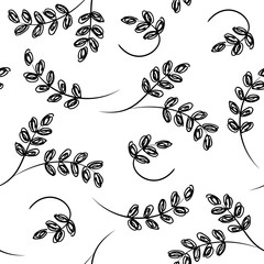 Plant seamless pattern. Vector hand drawn texture. Background for web pages, invitations.