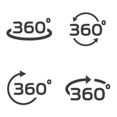 Vector black 360 Degrees icons set