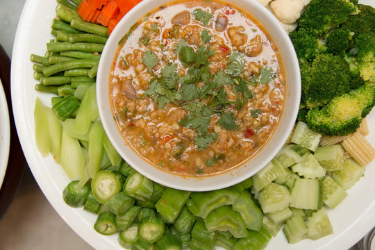 Spicy Chili Paste (Nam Prik) with vegetables