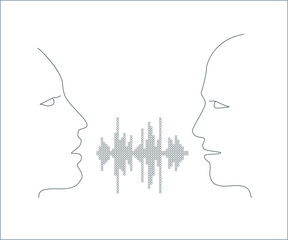 Vector illustration of two people talk face to face.