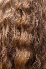 Manicured luxury shiny wavy brown hair.