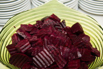Beetroot cube slice closeup