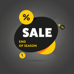 Exclusive sale advertising promotional banner with a special offer end of season text flat abstract isolated vector illustration