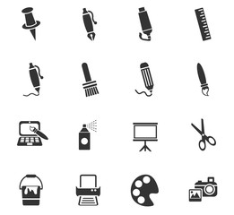 art tools icon set