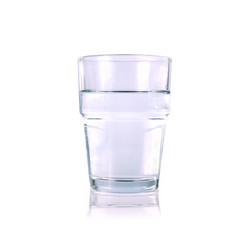 glass of water close up isolated on white background
