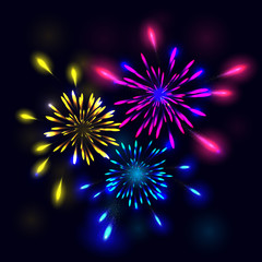 Beautiful Vector Fireworks, on a black background