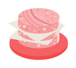 Salami slice vector illustration.