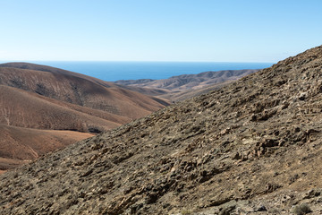 Beautiful volcanic mountains on  Fuerteventura. Canary Islands. Fuerteventura. Canary Islands