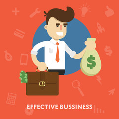 Effective business management concept of profit growth and revenue flat abstract isolated vector illustration
