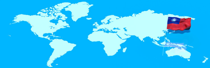 Pianeta Terra 3D con bandiera al vento Taiwan