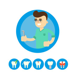 Dentist with tooth icon isolated, vector illustration