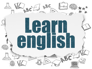 Education concept: Learn English on Torn Paper background