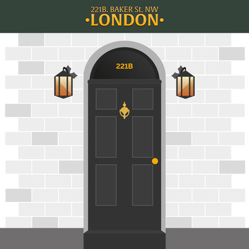 Sherlock Holmes. Detective illustration. Illustration with Sherlock Holmes. Baker street 221B. London. Big Ban