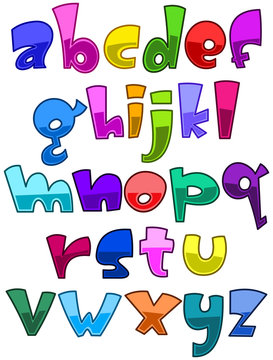 Bright cartoon lower case alphabet
