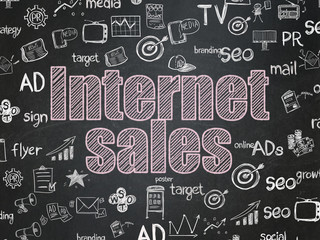 Marketing concept: Internet Sales on School board background