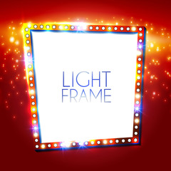 Abstract Shining Frame. Retro Light Banner. Vector illustration