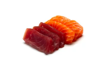 Foto op Plexiglas raw sashimi isolated on white background © lphotovideo