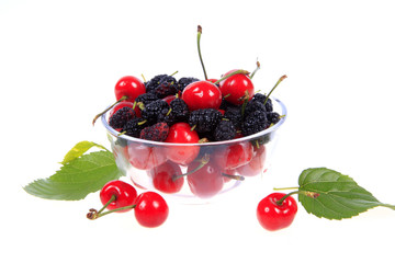 mulberries and cherry