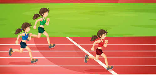 Obraz premium Girls running in the tracks