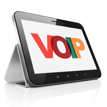 Web development concept: Tablet Computer with VOIP on  display
