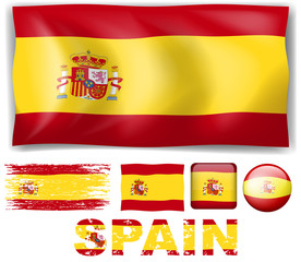 Spain flag in different designs and wording