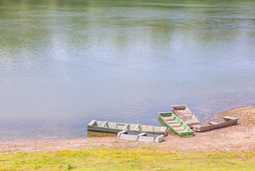 wooden boats on the shore