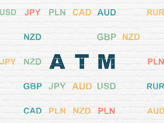 Banking concept: ATM on wall background