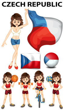 Czech Republic flag and many sports