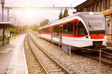Naklejka premium Train departs from the station.