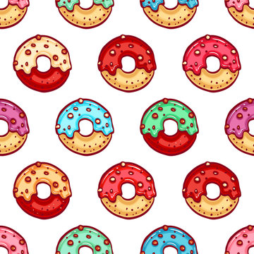 background of colorful donuts