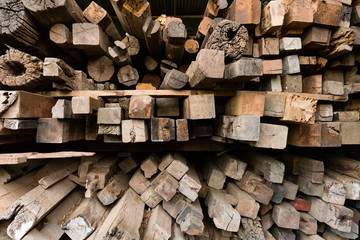 Stack of used lumber