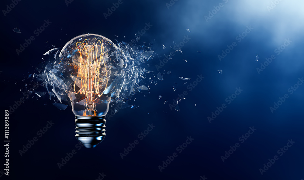 Wall mural exploding light bulb