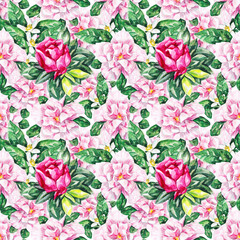 Watercolor flowers seamless pattern. Vintage  Flowers fone