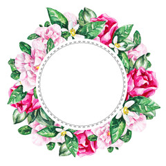 Watercolor Flower Frame. Watercolor Flower Background. 