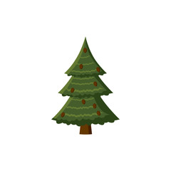 Spruce with cones icon, cartoon style