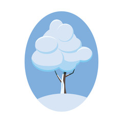 Winter tree icon, cartoon style