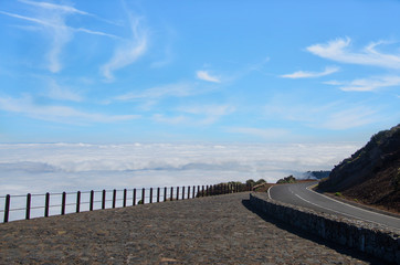 Road to the sky, sea of clouds. Parque Nacional del Teide,Tenerife, Canary islands,  Spain