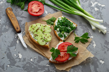 Healthy vegetarian sandwich with vegetable