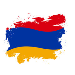 Armenia flag Grunge style on gray background. Brush strokes and