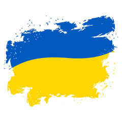 Ukraine Flag grunge style on white background. Brush strokes and