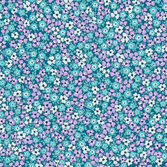 vector seamless gentle cute childish hand drawn little floral ditsy pattern, spring summer mood, colorful flower background allover print