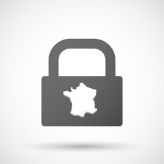 Isolated lock pad icon with  the map of France