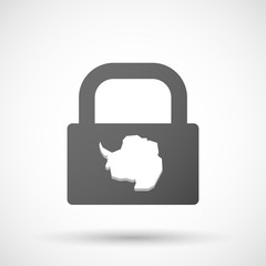 Isolated lock pad icon with  the map of  Antarctica