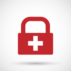 Isolated lock pad icon with   the Swiss flag