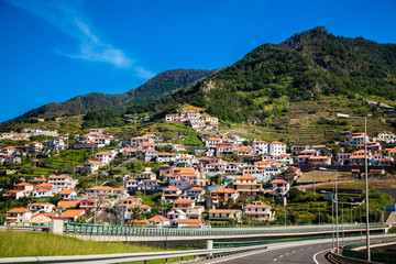 Naklejka premium highway along the small village in Madeira